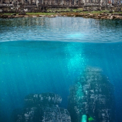 The Sunken Heads of Bayon Temple - Angkor, Cambodia
